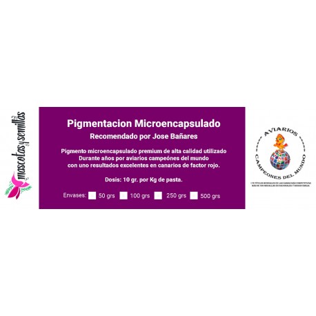 Pigmento Rojo Microencapsulado ( Aviarios campeones del Mundo )