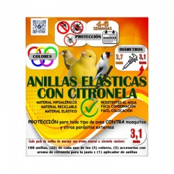 ANILLAS ELÁSTICAS CITRONELA 3.1 mml. ( anillas para marcaje con citronela moldes ave )Ref 91