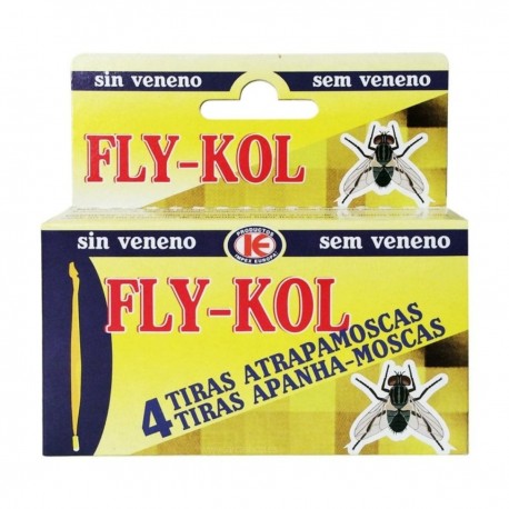 Fly-Kol Tira Atrapamoscas Adhesiva ( No Venenosa caja 4 rollos )