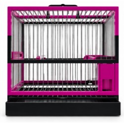 JAULA C-2 SILVESTRISMO CON CAJON EXTRAIBLE NEGRA Y ROSA